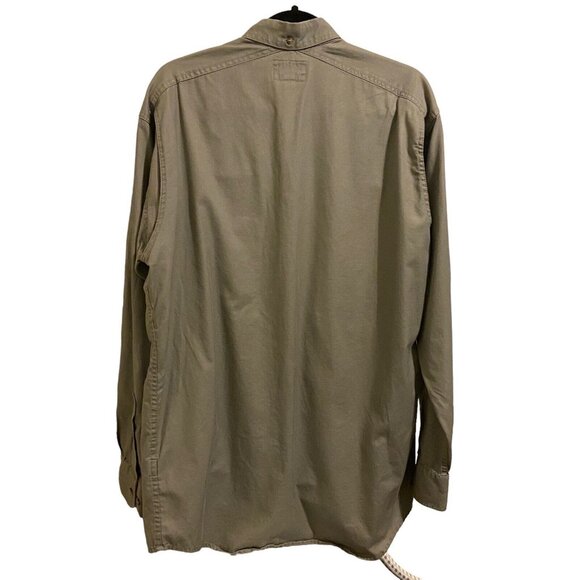 Cabelas Army Green Lightweight‎ Long Sleeve Button Up Shirt Sz M Tall Outdoor - Picture 3 of 11